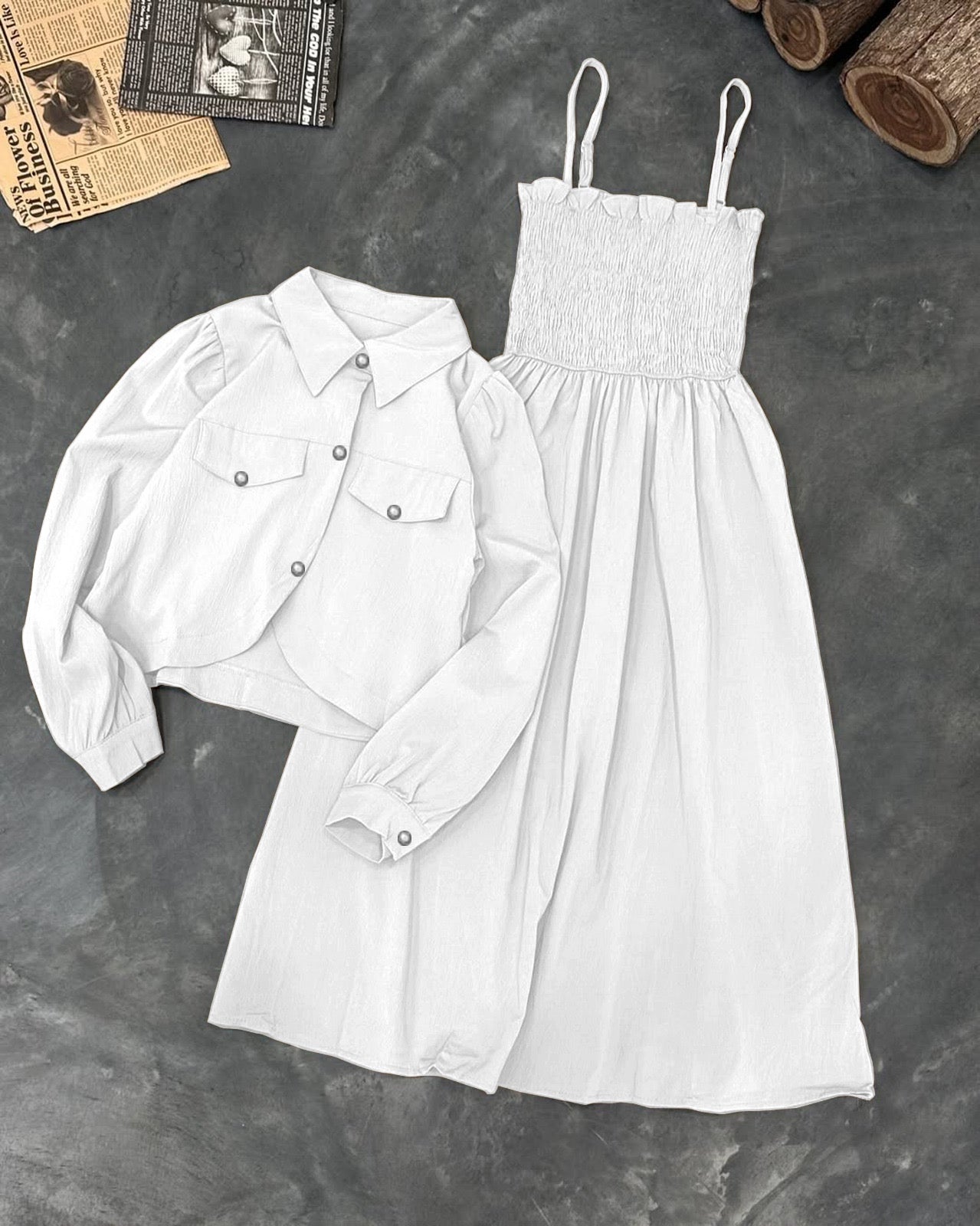 Kaaj Button Coati With Gazzer Romper Frock Style